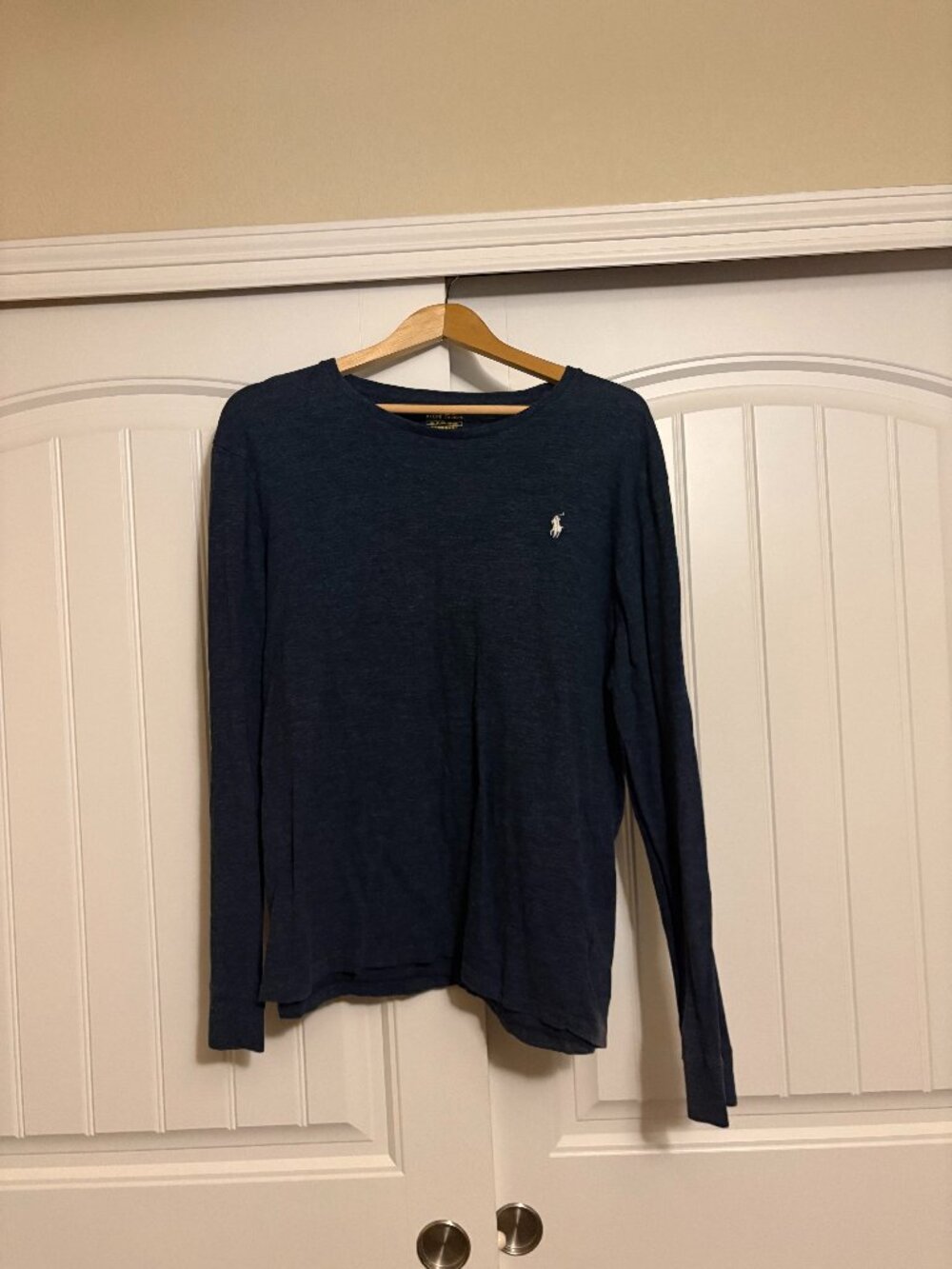 Polo Ralph Lauren Long Sleeve Crew Neck Shirt XL Xtra Large Heather Blue Cotton